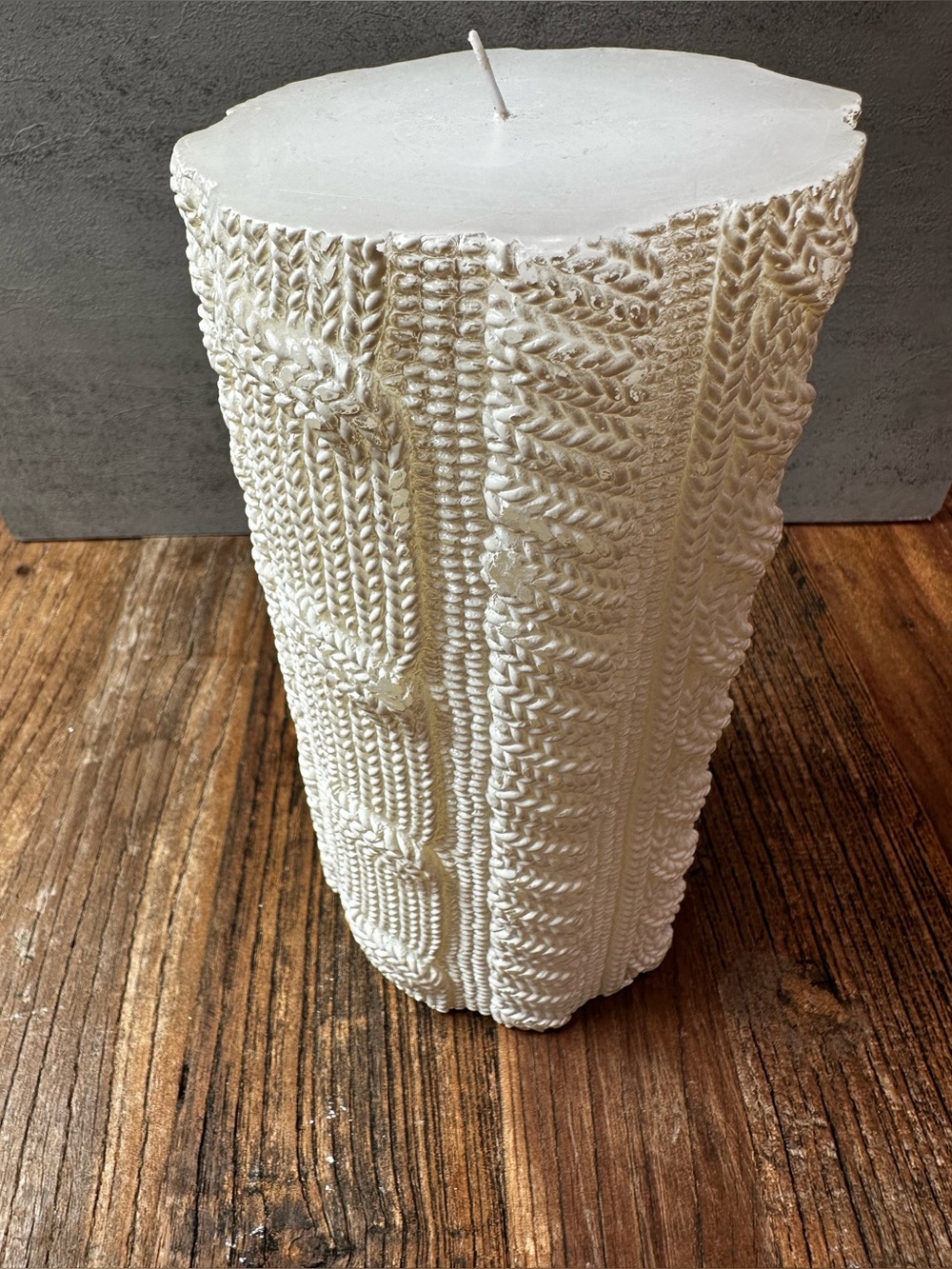 Neutral Cream Knit Candle Sleeve – Cozy Decorative Cover